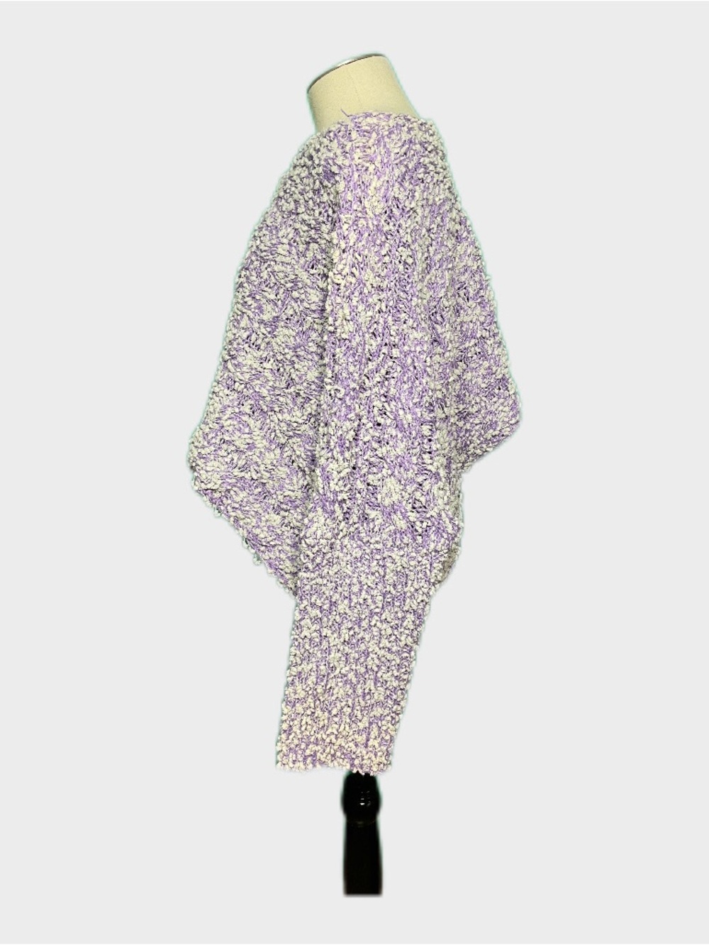 POL Off-Shoulder Chunky Knit Cropped Sweater Lavender Gray Boho Size: Small - Picture 3 of 10